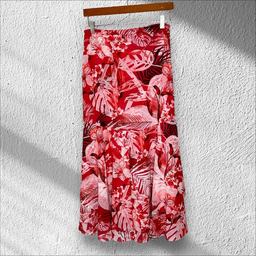 White House Black Market Size 2 Tropical Wave Mesh MIDI Wrap‎ Skirt NWT $120